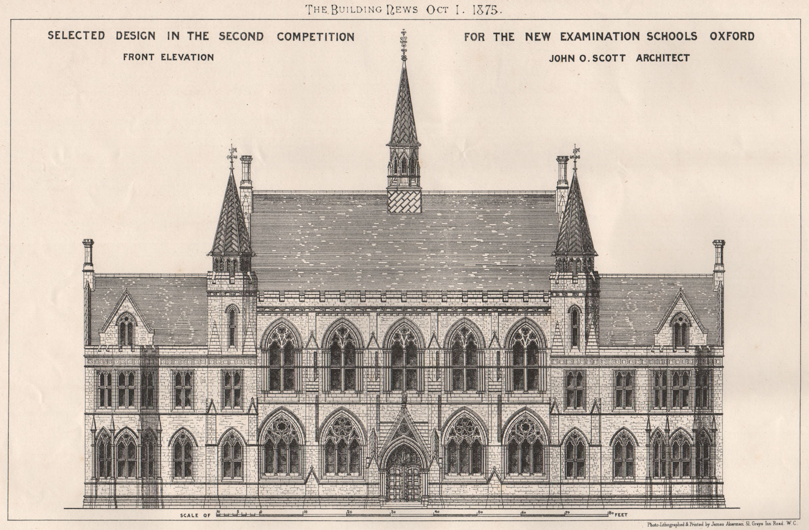 New Examination Schools, Oxford; John O. Scott Architect. Oxfordshire 1875